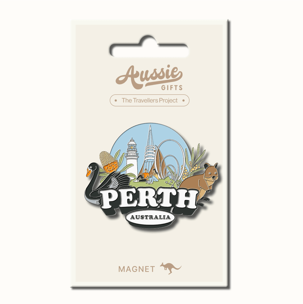 Perth Skyline Typography Fridge Magnet